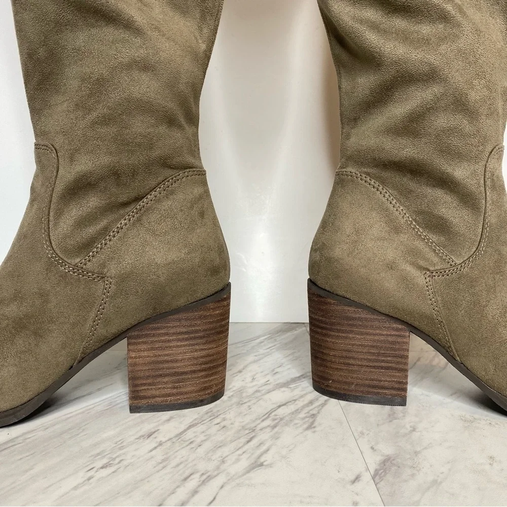 New! BP Luke Gray Green Faux Suede Over The Knee Boot 6.5